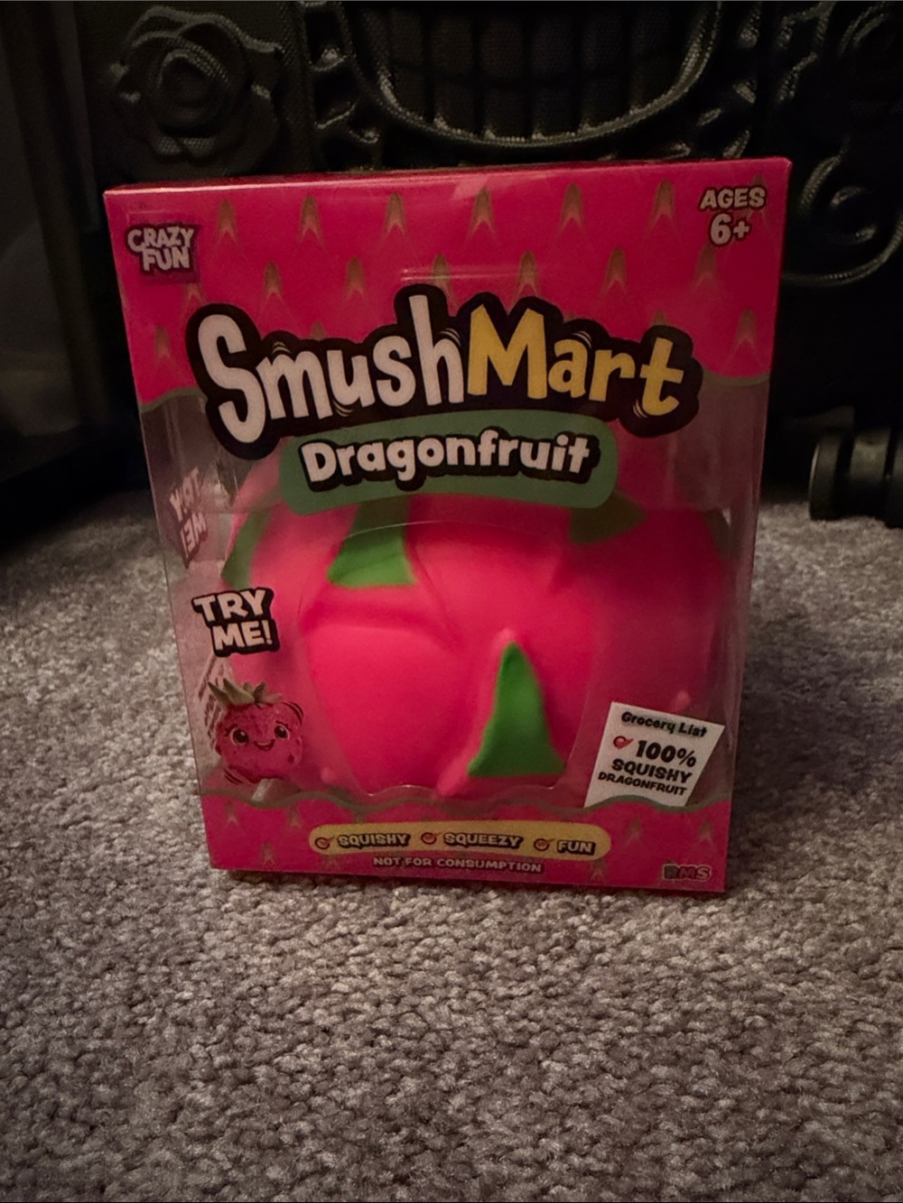 SmushMart Dragonfruit Squishy Toy - Pink with Green Accents